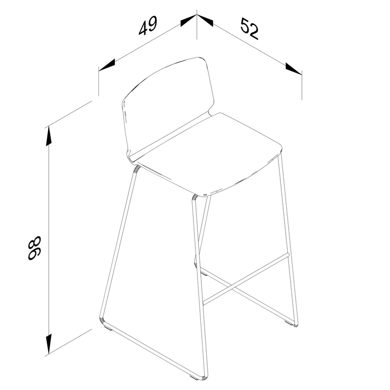 Curve Vollpolster Barhocker – Technische Daten