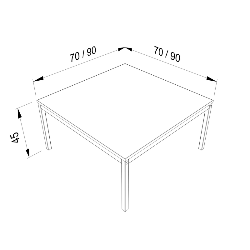 s60 Couchtisch – Gestell Schwarz (glatt) – Technische Daten