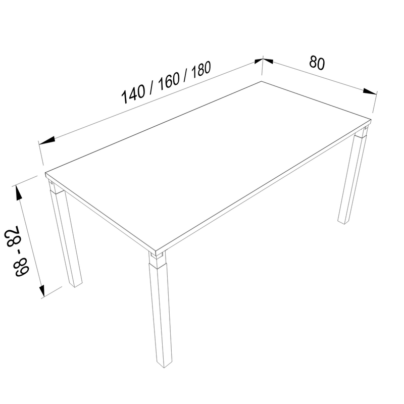 s120 – Gestell Schwarz (glatt) – Technische Daten